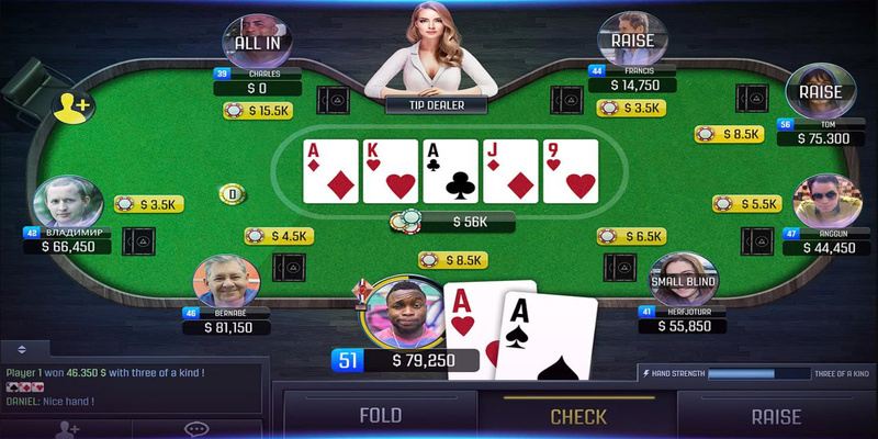 Tận hưởng không gian chơi game bài 3D